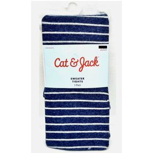 Cat & Jack Girls Striped Blue & Silver Sweater Tights, 7-10 NEW